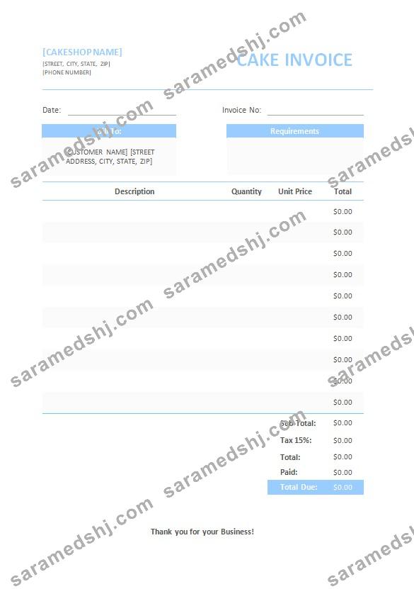 Free Cake Invoice Template